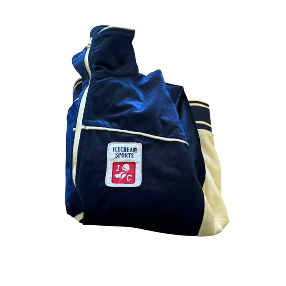 ICECREAM Blue and Cream Zip-Up Jacket with High Collar and Color-Blocked Panels. - Picture 4 of 11